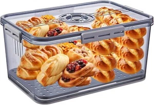 Bread Box with Lid for Kitchen Counter, 10L Airtight Loaf Storage Grey - Picture 1 of 7