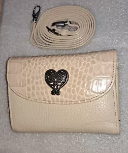 BRIGHTON Croc. Embossed Leather Wallet Crossbody strap Organizer - Picture 1 of 7