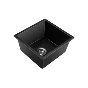 Kitchen Sink 38x38cm Granite Basin Single Bowl Black - Picture 1 of 6