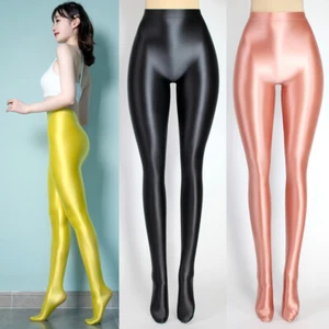 Women Sexy Seamless Tights Yoga Fitness Pantyhose Glossy Opaque Shiny Plus Size - Picture 1 of 28