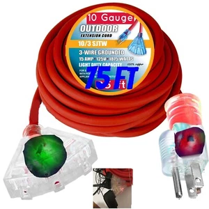 10 3  75 Feet 10 Gauge Power Extension Cord 10/3 Plug Extension - Picture 1 of 1