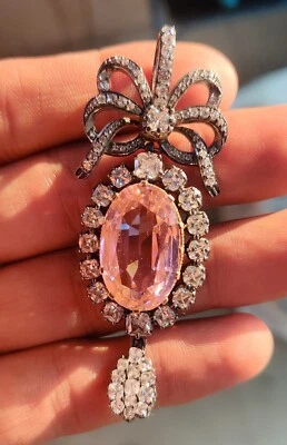 Victorian Old European Cut Antique Handmade CZ Pendent Inspired Estate Jewellery - Bild 1 von 4