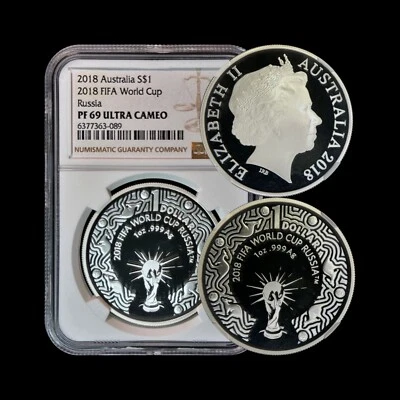 AUSTRALIA. 2018, Dollar, Silver - NGC PF69 - FIFA World Cup Russia, Soccer RARE - Image 1 of 4