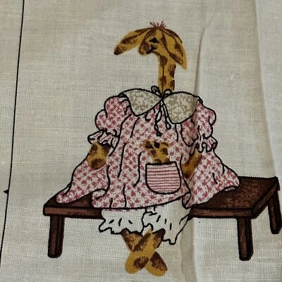 Painel girafa gengibre vintage tecido corte e costura boneca travesseiro mãe e bebê - Imagem 1 de 4