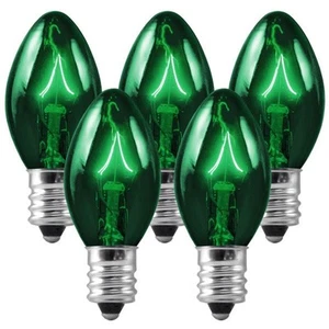 25 C7 Green Transparent Replacement Christmas Bulbs Party Holiday Wedding - Picture 1 of 2