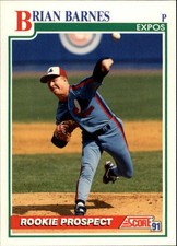 1991 Score Montreal Expos Baseball Card #708 Brian Barnes Rookie