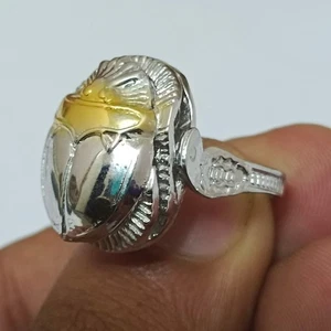925 Sterling Silver Scarab Ring – Ancient Egyptian Handmade Jewelry Gift - Picture 1 of 10