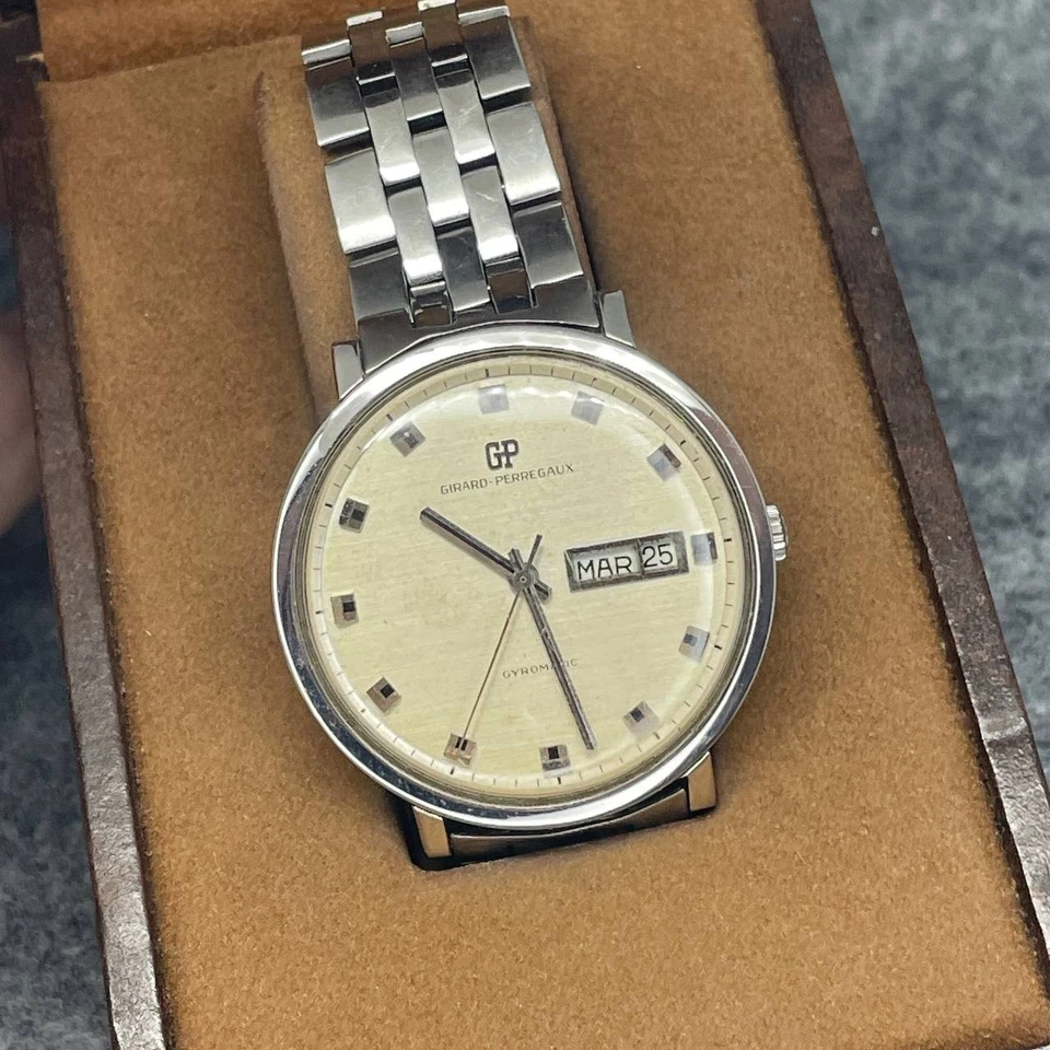 RELÓGIO AUTOMÁTICO GIRARD PERREGAUX GYROMATIC CAL 340143 Ca 1960 AÇO INOXIDÁVEL - Imagem 1 de 4