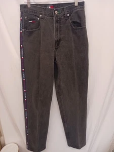 Vintage 90s Tommy Hilfiger Jeans Spell Out Black Denim 31/34 - Picture 1 of 5