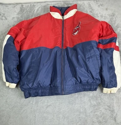 Vintage Cleveland Indians Starter Full Zip Puffer Jacket Men’s Size Large Red  - Image 1 of 4