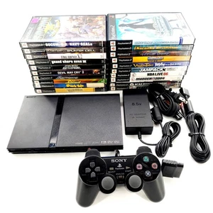 Lot Console Sony PlayStation 2 Slim SCPH-70012 avec 20 câbles manette jeux - Photo 1/13