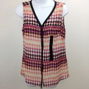 Camiseta sin mangas Banana Republic para mujer multicolor cuello en V gasa transparente sedosa talla pequeña - Imagen 1 de 5