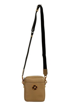 Versace Unisex Taupe Grainy Leather Crossbody Messenger Shoulder Bag - Image 1 of 4