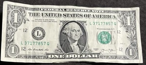 2013 San Francisco $1 Bill Altering 7’s Stuck High Digit 7 Gas Pump Error Note - Picture 1 of 2
