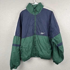 Vintage Reebok Jacke Herren XL grün blau Colorblock Windbreaker Full Zip 90s - Bild 1 von 13