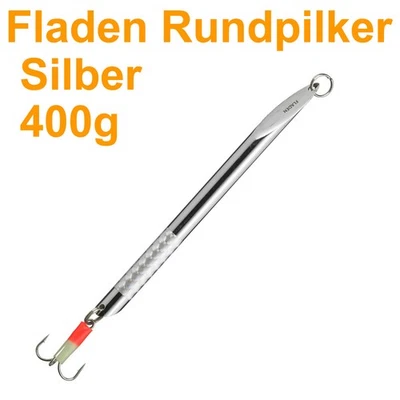 Norwegen Fladen Rund Pilker Speed Norwegenpilker Makrele Kabeljau 400g Silber - Bild 1 von 4