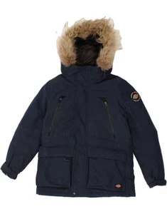 DICKIES Mens Hooded Padded Jacket UK 36 Small Navy Blue Polyester BR02 - Picture 1 of 4