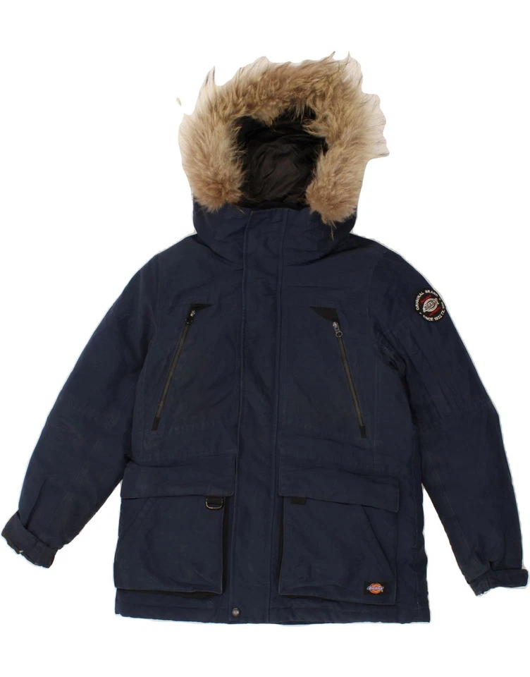 DICKIES Mens Hooded Padded Jacket UK 36 Small Navy Blue Polyester BR02 - Image 1 of 4