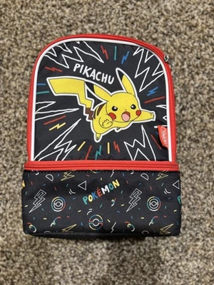 Pokemon Pikachu Niños Reutilizable Doble Compartimento Aislado Bolsa de Almuerzo Caja Negra Foto 1 de 4
