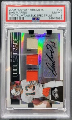 🔥2009 Playoff Absolute Dan Marino TOTT GAME JERSEY ZAPATO TRI AUTO 01/10 PSA 8 🔥 Foto 1 de 3