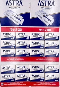 100 ASTRA Superior Stainless Blue Double Edge Safety Razor Blades-SMOOTH (20x5) - Picture 1 of 2