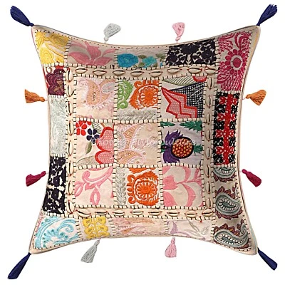 Boho Bohemian Cushion Cover Patchwork Cowrie Shell Throw Decor Pillow Cover Case - Image 1 of 4