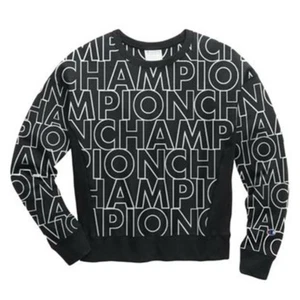 Champion LIFE Women's Reverse Weave Big Block Text Outline Black Sweatshirt - Picture 1 of 1