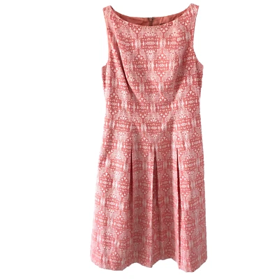 Vestido para mujer Adrianna Papell rosa plisado talla 4 sin mangas ajuste y acampanado con cuentas Foto 1 de 4