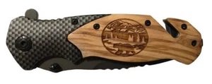 Coltello tascabile pieghevole fatto a mano orsetto da passeggio inciso lama 8" design personalizzato - Foto 1 di 8