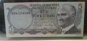 Turkey Bes Lirasi (Five 5 Lira) 1976 (P185) K- Serial - UNC - Picture 1 of 4