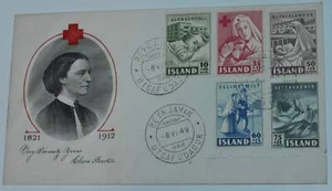 1949 Iceland Clara Barton Red Cross Stamps First Day Cover FDC Reykjavik rare - Picture 1 of 4