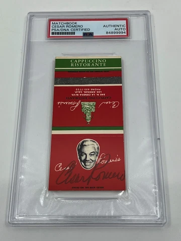 Cesar Romero Actor Signed Autograph Cappuccino Ristorante Matchbook PSA DNA Cover
