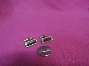 Vintage Enchapado en Oro Cuerda Rectangular Tira de Cuero Gemelos DF17 - Imagen 1 de 4