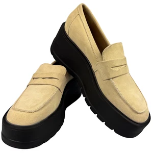 NEW Free People Women’s Loafer Nico Platform Cappuccino Suede 39/8.5 Chunky Y2K - Picture 1 of 10