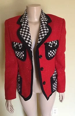 ROUGE & LEVRES CLASSIC RED/BLACK/WHITE WOMEN JACKET, Size 42 - Image 1 of 4