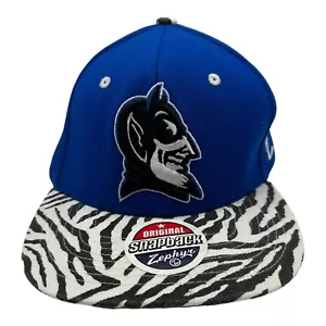 NWT Zephyr Duke Blue Devils NCAA Blue Zebra Print Flat Bill Snapback Hat Cap - Picture 1 of 8