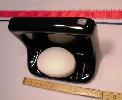 Preto brilhante: saboneteira de cerâmica para banheira ou chuveiro, estoque novo em perfeito estado, tipo mastique - Imagem 1 de 4