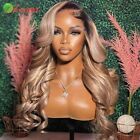 Ash Blonde Brown Transparent Lace Front Human Hair Wig Body Wave 5x5 Closure Wig