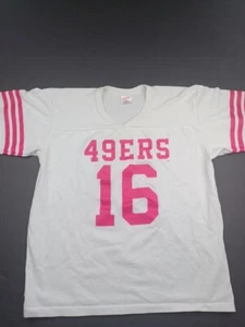Vintage Rawlings San Francisco 49ers #16 Fußball T-Shirt rosa weiß Größe Large - Bild 1 von 12