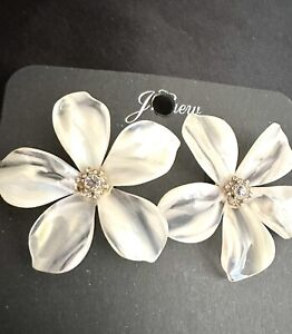 J Crew White Flower Earrings