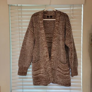 Banana Republic Open Front Cardigan Medium Brown Tan Heavy Chunky Knit NWOT NEW - Picture 1 of 8