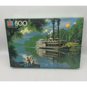 Vintage Milton Bradley Good Old Days Puzzle 500pcs By Old River Days 4181-9 NOS - Picture 1 of 9