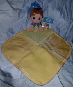 Precious Moments Baby Boy Night Cap Star Lovey Security Blanket Nunu Yellow Pray - Picture 1 of 12