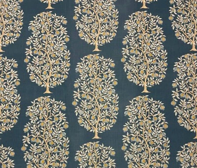 BALLARD DESIGNS ANITA MIDNIGHT BLUE FRUIT TREE MULTIUSE FABRIC BY THE YARD 54"W - Image 1 of 4
