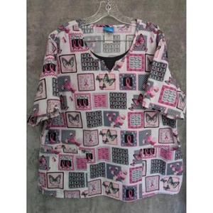 SCRUB HQ Scrub Top Womens 2XL Love Hope Care Print Comfortable Polyester - Picture 1 of 7