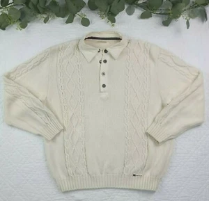 Blue Willi's 1/2 Snap Button Cream Cable Knit Pullover Size XL - Picture 1 of 9