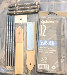 Prismcolor Ebenholz LYRA GRAPHIT 2B 6B Alphacolor CHAR-KOLE Skizze Kunst Zubehör Posten - Bild 1 von 14