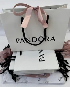 Auténtica Pandora UNA (1) Bolsa de Regalo con Cinta Rosa y Pañuelo 8" x 6" x 3" - Imagen 1 de 5