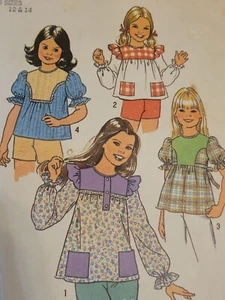 1976 simplicity 7460 Girls Pullover Top Size 12 & 14 Sewing Pattern UNCUT - Picture 1 of 10