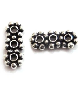 24 Pcs 6X15mm Daisy Spacer BAR 3 HoleS Oxidized Silver Plated ha-326 - Picture 1 of 1